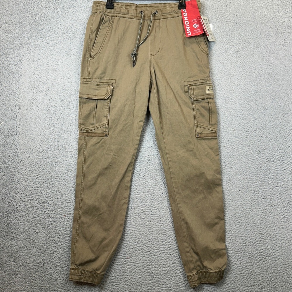 NEW Unionbay Pants Mens Medium Stretch Jogger Fit Khaki Cargo Tapered Drawstring